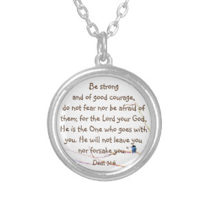 Deut 31:6 You are Not Alone Bible Kingfisher Bird Silver Plated Necklace