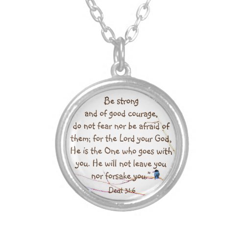 Deut 316 You are Not Alone Bible Kingfisher Bird  Silver Plated Necklace