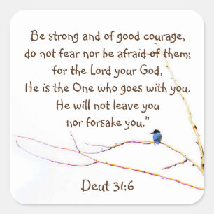 Deut 31:6 You are Not Alone Bible Kingfisher Bird Square Sticker