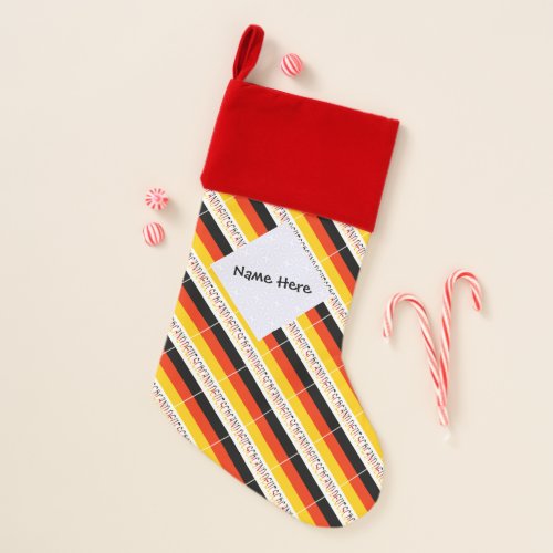 Deutchland and German Flag Tiled Personalized  Christmas Stocking