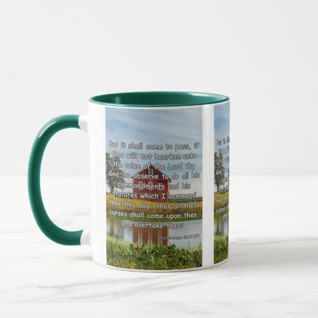 Deuteronomy 28:15 KJV Bible Verse Pic Two-Tone Mug (Left)