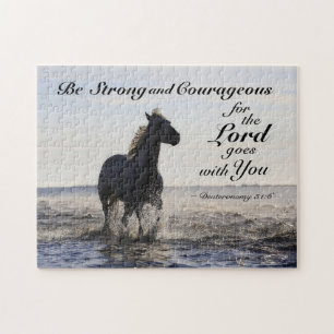 Deuteronomy 31:6 Be Strong and Courageous Horse Jigsaw Puzzle