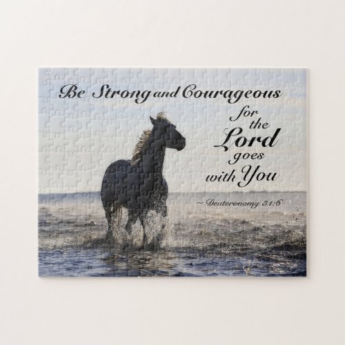 Deuteronomy 316 Be Strong and Courageous Horse Jigsaw Puzzle