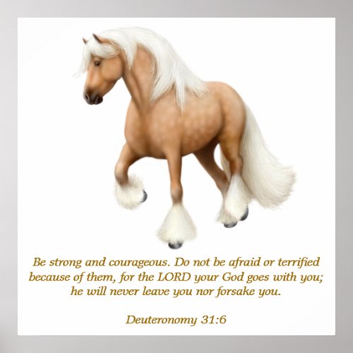 Deuteronomy 316 Proud Horse Bible Verse Print