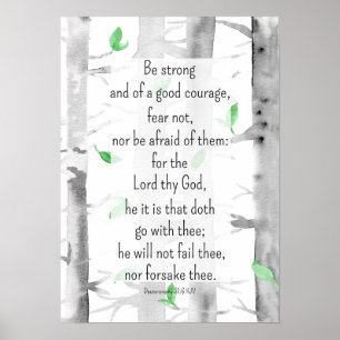 Deuteronomy 31:6 Scripture Bible Verse Trees Poster