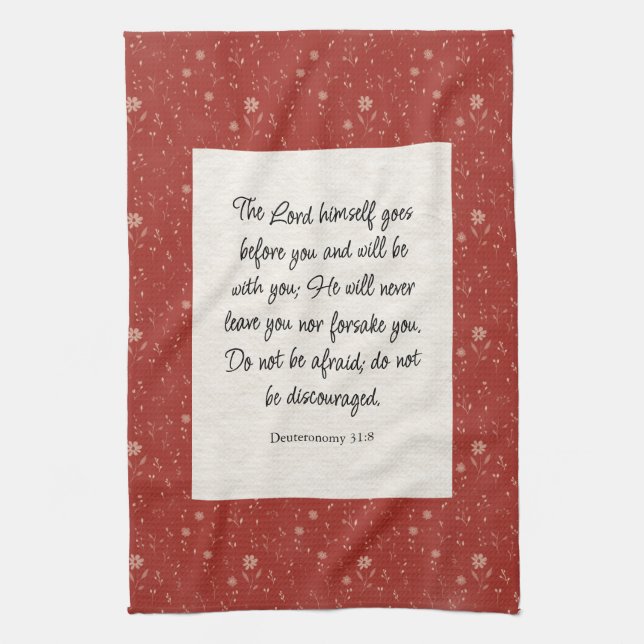 Deuteronomy 31:8 Bible Verse Image  Kitchen Towel (Vertical)