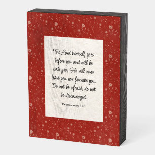 Deuteronomy 31:8 Bible Verse Image Wooden Box Sign