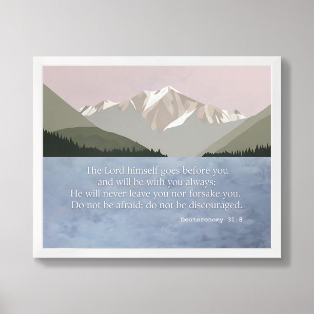 Deuteronomy 31:8 Bible Verse Scenic Nature Mount Framed Art (Framed Front)