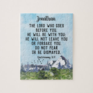 Deuteronomy 31 8 Bible Verse Watercolor Nature Jigsaw Puzzle