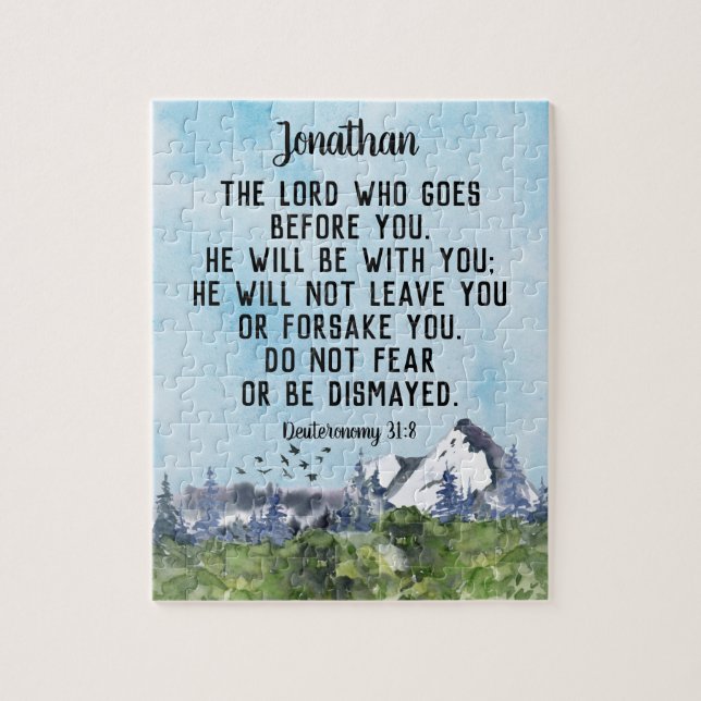 Deuteronomy 31 8 Bible Verse Watercolor Nature Jigsaw Puzzle (Vertical)