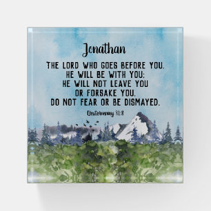 Deuteronomy 31 8 Bible Verse Watercolor Nature Paperweight