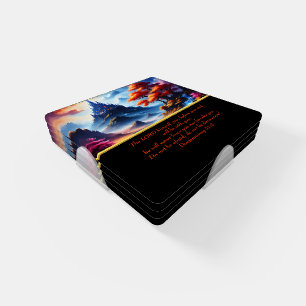 Deuteronomy 31:8 moutain lake  coaster set