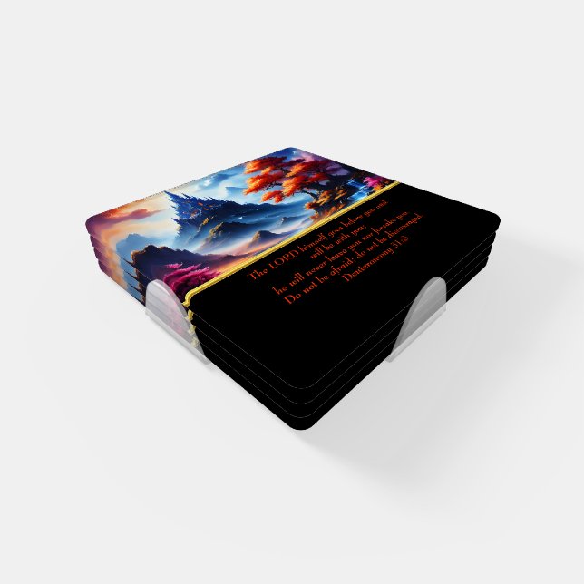Deuteronomy 31:8 moutain lake  coaster set (Set)