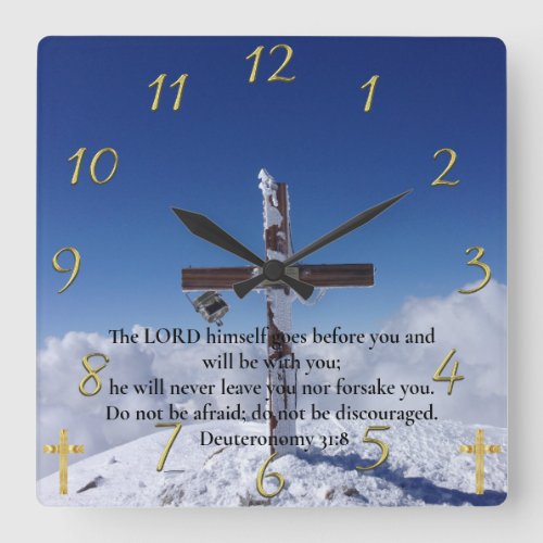  Deuteronomy 318 moutain peak cross  Square Wall Clock