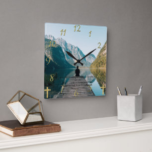 Deuteronomy 31:8 sitting on the dock Square Wall Clock