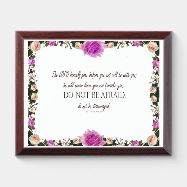 Deuteronomy 31, Do Not Be Afraid, Award Plaque (Horizontal)