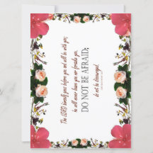 Deuteronomy 31, Do not be afraid, Floral Flat Card