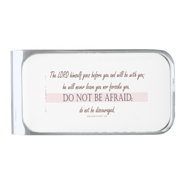 Deuteronomy 31 silver finish money clip (Front)