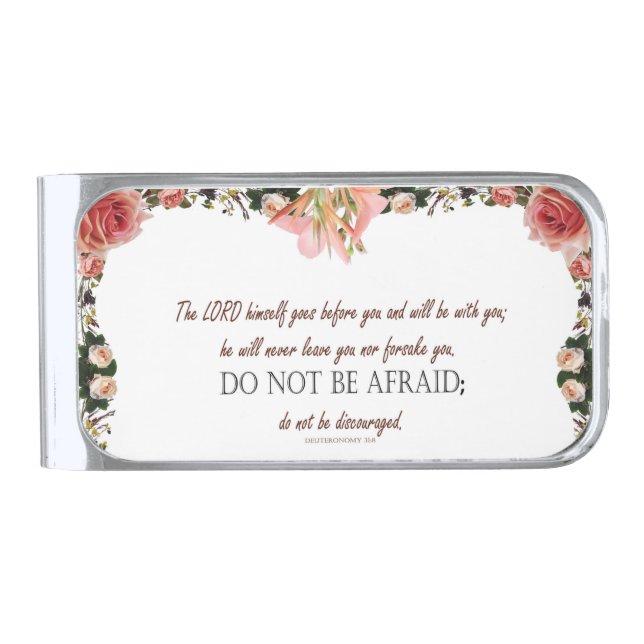 Deuteronomy 31 silver finish money clip (Front)