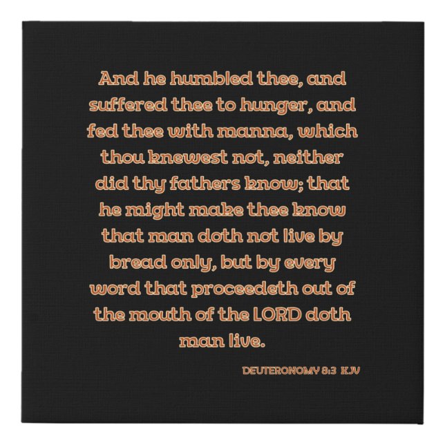 Deuteronomy 8:3 Bible Verse KJV Wall Art (Front)