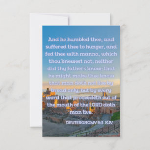 Deuteronomy 8:3 KJV Bible Verse Pic Flat Greeting Card