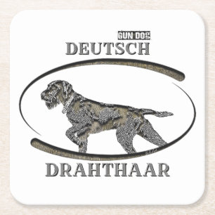Deutsch Drahthaar , Best gun dog Square Paper Coaster