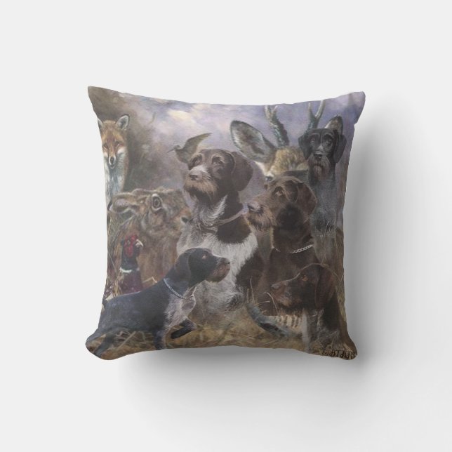 Deutsch Drahthaar German Wirehaired Pointer Poster Outdoor Pillow (Front)