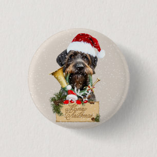 Deutsch Drahthaar, Merry Christmas! Magnet Button