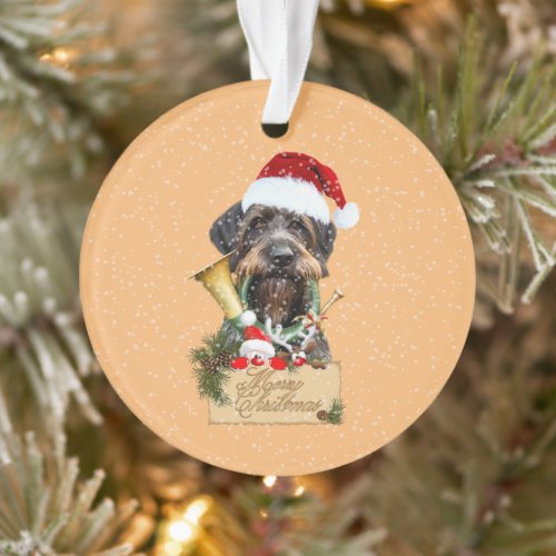 Deutsch Drahthaar Merry Christmas Magnet Button  Ornament