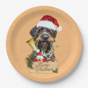 Deutsch Drahthaar, Merry Christmas! Magnet Button Paper Plates