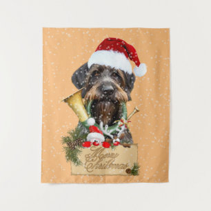 Deutsch Drahthaar, Merry Christmas! Magnet Button Tapestry