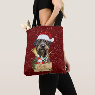 Deutsch Drahthaar, Merry Christmas! Magnet Button  Tote Bag