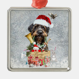 Deutsch Drahthaar, Merry Christmas! Metal Ornament