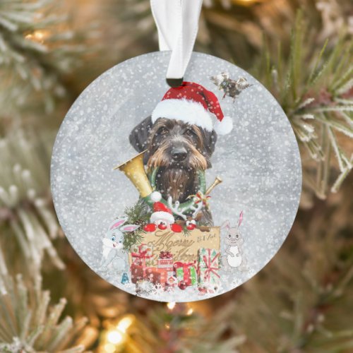 Deutsch Drahthaar Merry Christmas   Ornament