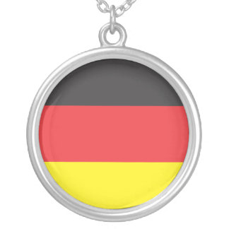 Deutsch Flagge; German flag Silver Plated Necklace