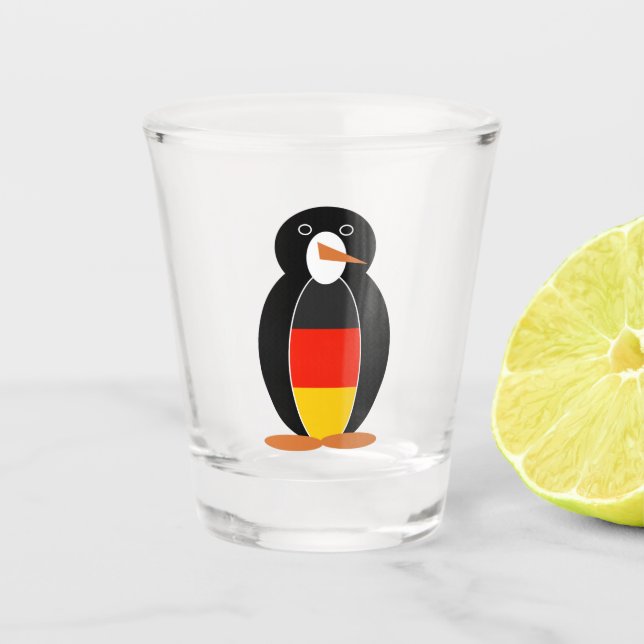 Deutsch Pinguin -- German Penguin Shot Glass (Front)