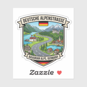 Deutsche Alpenstraße German Alps Mountain Road Sticker