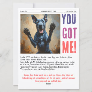 Deutsche Dogg Best Friend Valentine Newspaper Card