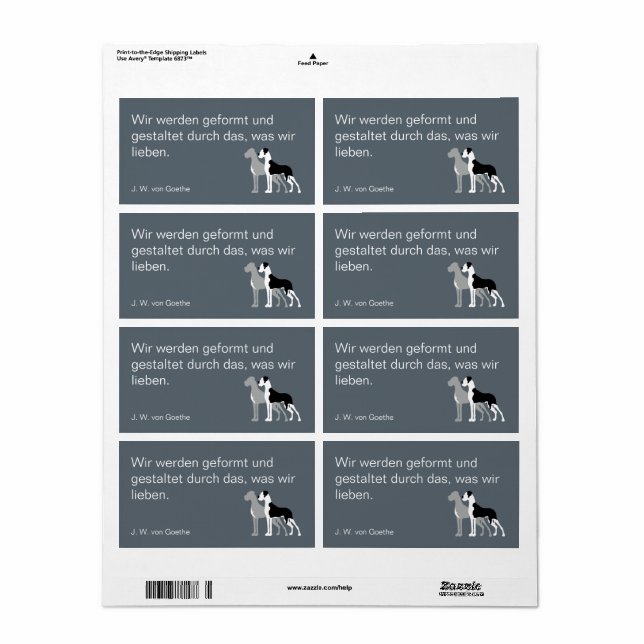 Deutsche Dogge Briefaufkleber Label (Full Sheet)