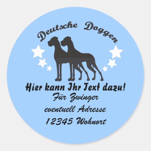 Deutsche Doggen Classic Round Sticker