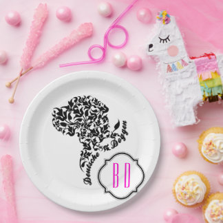 Deutsche Doggen Kopf Illustration Blatt Paper Plates