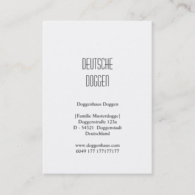 Deutsche Doggen Visitenkarten Business Card (Front)