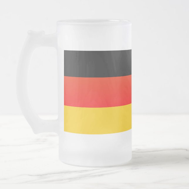 Deutsche Flagge or German Flag Frosted Glass Beer Mug (Left)