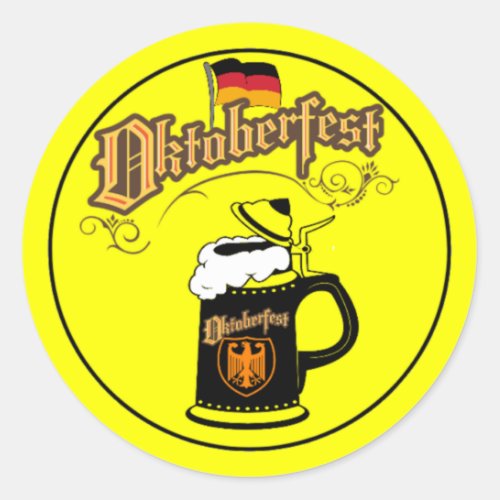 Deutscher Bierkrug Oktoberfest Classic Round Sticker