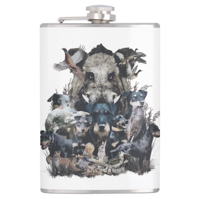  Deutscher Jagdterrier Square Wall Clock Coffee Mu Flask (Front)