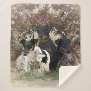 Deutscher Jagdterrier Square Wall Clock Coffee Mu Sherpa Blanket