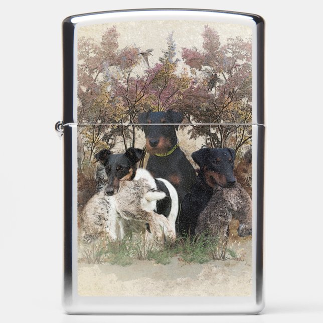  Deutscher Jagdterrier Square Wall Clock Coffee Mu Zippo Lighter (Front)