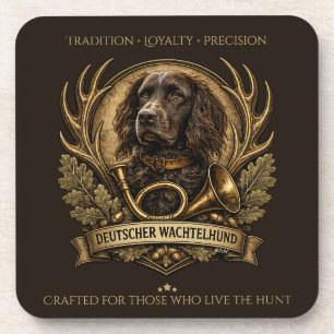 Deutscher Wachtelhund  , Hunting Logo Beverage Coaster