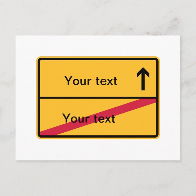 Deutsches Ortsschild, Ortsausfahrt Postcard (Front)