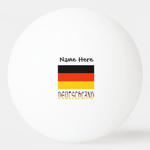 Deutschland and German Flag Black Personalized  Ping Pong Ball